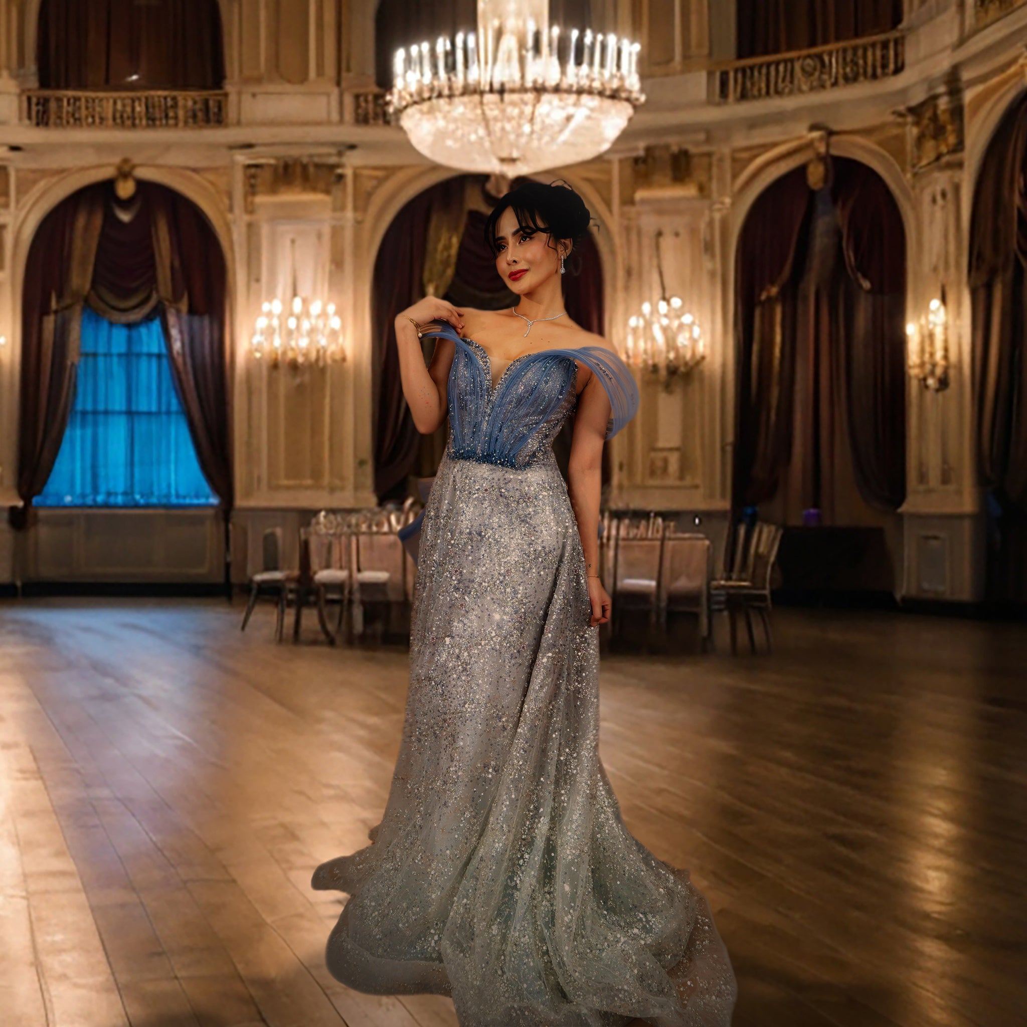1. Silver Evening Dress